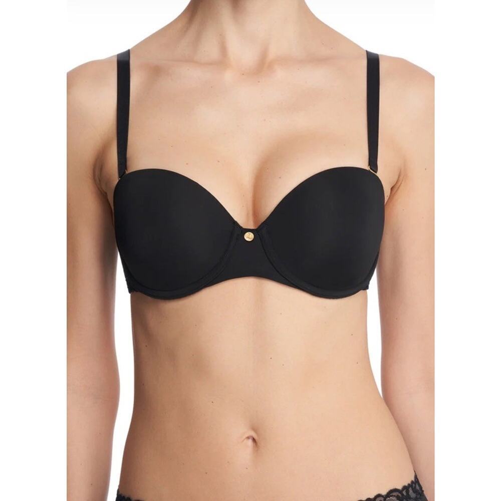 Natori Pure Luxe Strapless Contour Underwire Bra Black 32C NWT $76